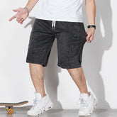 Short en jean à taille élastique et cordon de serrage pour homme, grande taille, jean extensible au genou